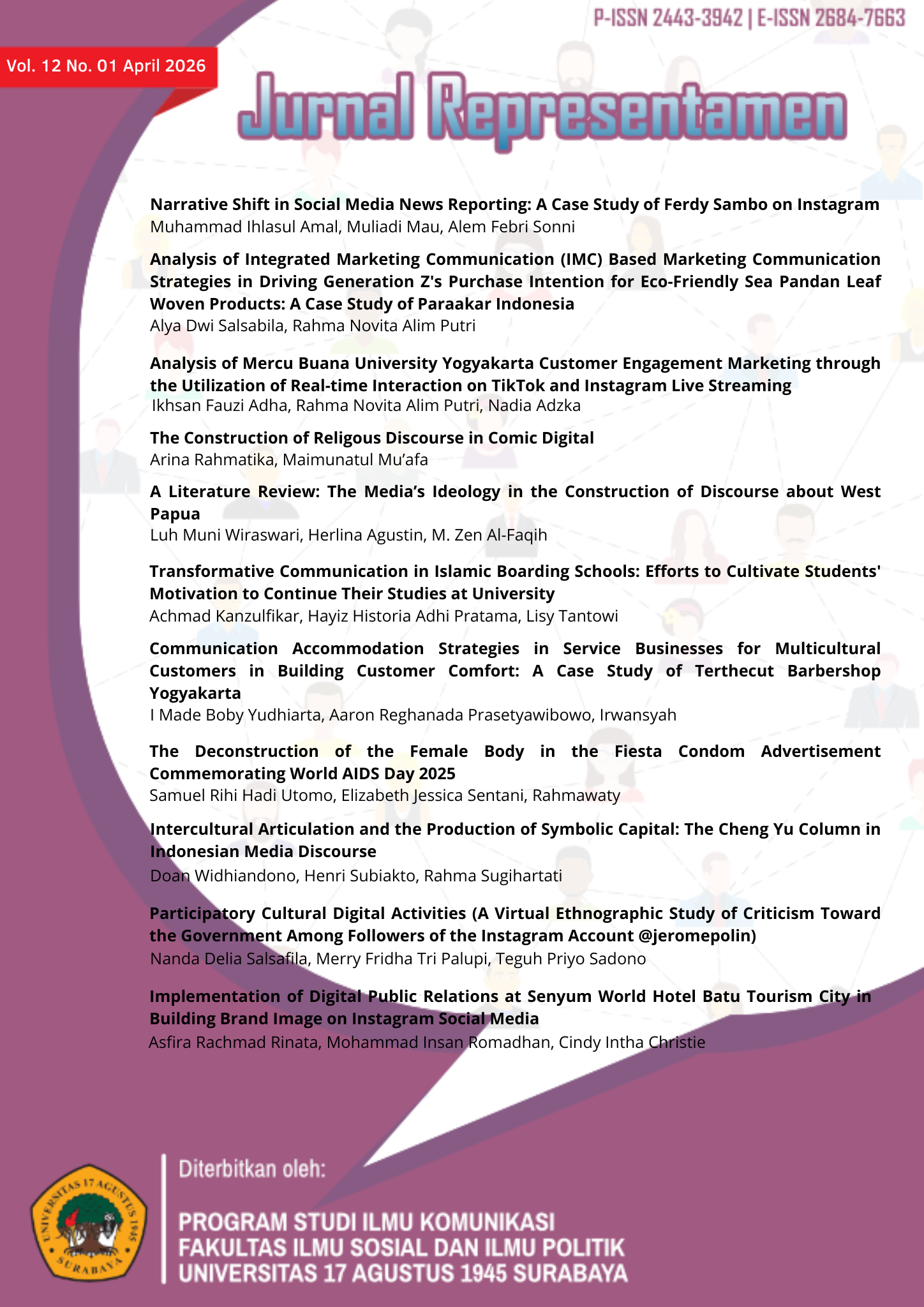 					View Vol. 12 No. 01 (2026): Jurnal Representamen Volume 12 No. 01 April 2026 
				